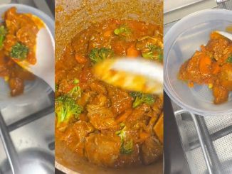 "For boy wey go still brɘak your heart?" – Tongue w@gs as lady dishes out boyfriend's portion from her family's meal (WATCH)