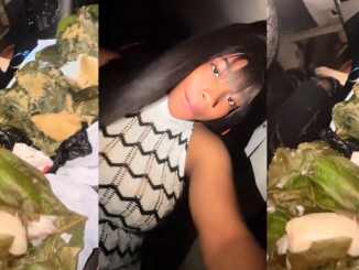 Tongue w@gs as a Nigerian lady and her man enjoys 'moi-moi and eko' on car date (WATCH)