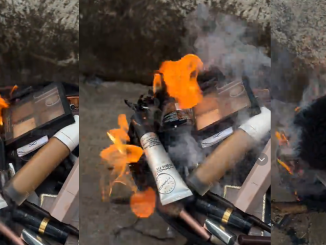 Lady Proves Her New-Found Devotion To God By Setting F!re To All Her Cosmetic Products (WATCH)