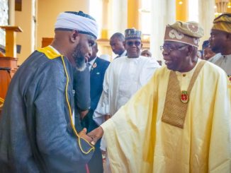 President Tinubu Attends Jumat In Abuja, Meets Ndume (Photos)