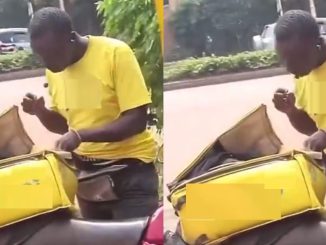 "Make men taste dis food nah" – Reactions as Dispatch rider was c@ught 'redesigning' delivery food (WATCH)