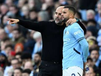 Pep Guardiola and Kyle Walker