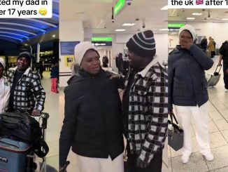 Emotional moment couple reunite in UK after 17 years apart