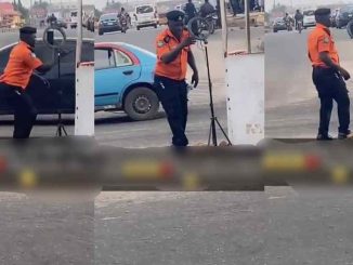 Viral video of road safety officer engaging in social media activities while on duty in Akure raises eyebrows (WATCH)