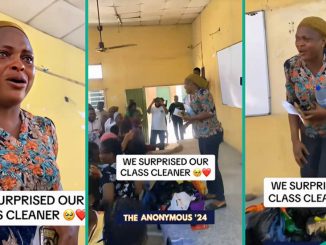 YABATECH Final Year Students Give Gifts To Class Cleaner, She Breaks Down in Tears, Sparks Reactions