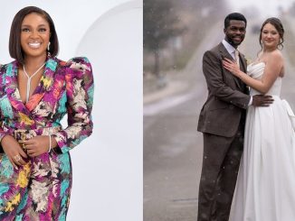 "We are so happy you found each other" – Actress Omoni Oboli celebrates her son, Tobe, and his wife on their first wedding anniversary (IMAGES)