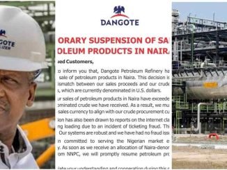 Dangote Refinery suspends sale of petrol in Naira