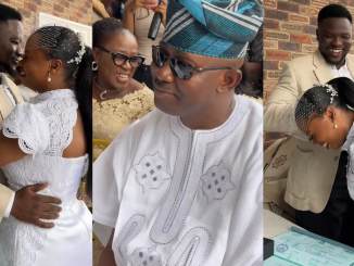 Hilarious moment a shy bride refuses to k!ss her husband because of her dad (VIDEO)