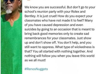 Reno Omokri knocks people who attend school’s reunion rocking their Rolex, Bentley, other luxury items