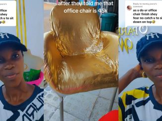 "After they told me that office chair is 45k" – Lady creates her own office chair after seeing the price of a brand new one (WATCH)
