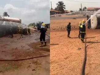 Petrol tanker carrying 45,000 litres of PMS overturns in Oyo