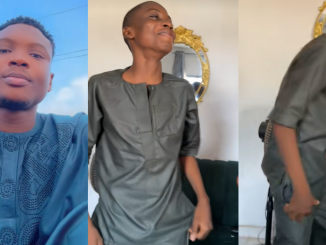 "Na new apprentice sew am" – Man shares his younger brother's Eid outfit after giving a female tailor (WATCH)