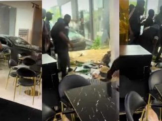 Shocking moment car crashes into Lagos restaurant