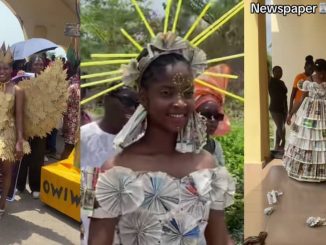 FUOYE students wow on social media with outfits made from newspaper, carton, and balloons