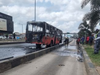 BRT Bus Catches Fire In Lagos