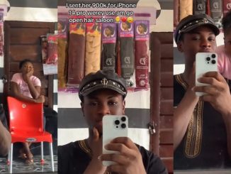 Man laments after girlfriend used N900k iPhone 14 pro money he sent her to open hair salon