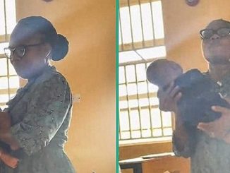 Caring Female Lecturer Carries Student's Baby While Teaching Class, Video Melts Hearts on TikTok