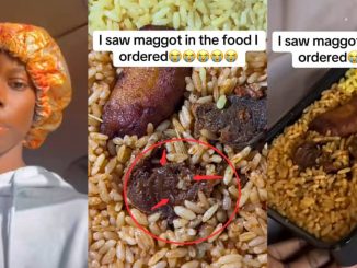 Lady cries out after finding maggot in food she ordered online
