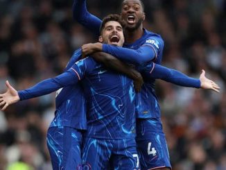 Chelsea celebrate Premier League win.