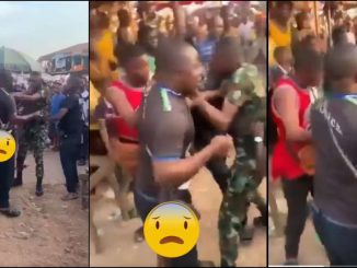Drama unfolds as policeman and soldier clash at busy market