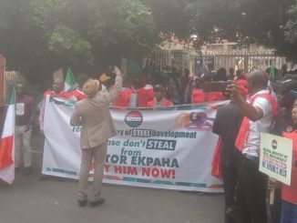 Labour Unions Protest At Steel Ministry Over Workers’ Rights, Welfare