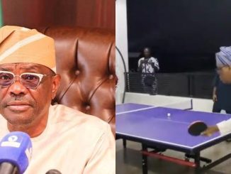 Nyesom Wike seen playing table tennis amid claims he suffered partial stroke