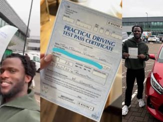 UK-based Nigerian passes driving test, celebrates after 17 hours of lessons
