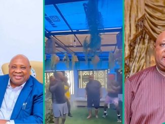 Video As Davido’s Uncle, Governor Adeleke Shows Some Dance Moves After Hearing Singer’s New Song